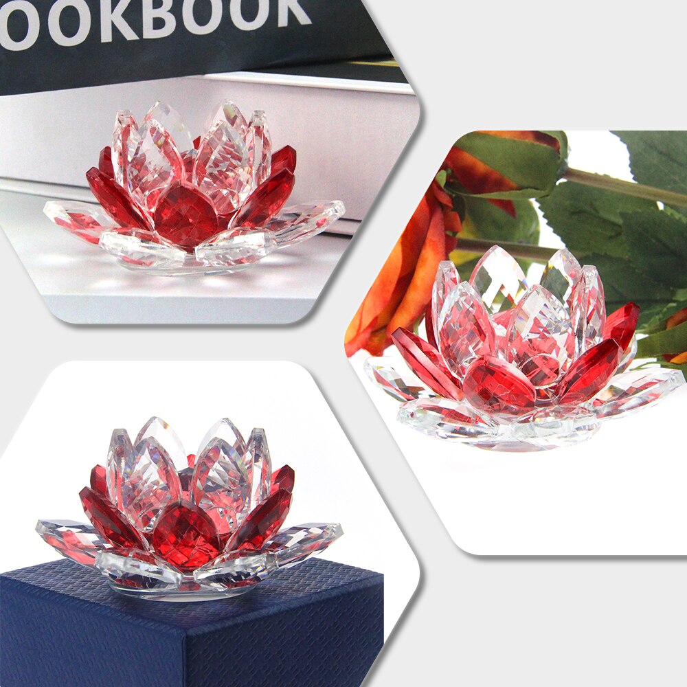 Skorter | Crystal Lotus Flower Craft Glass Paperweight Home Decoration Ornaments Figures Home Wedding Party Decor Gifts Souvenir