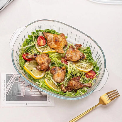 Skorter | 4-piece Glass Bakeware Set with 2 Bakeware Dishes with Glass Lids, 1.9 Qt and 3 Qt