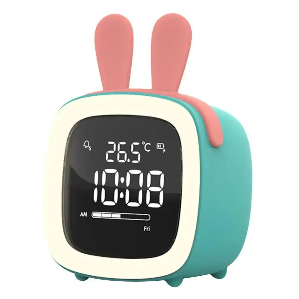 Skorter | Cartoon Bunny LED Alarm Clock with Night Light – Rechargeable, Cute Digital Display for Kids & Bedrooms
