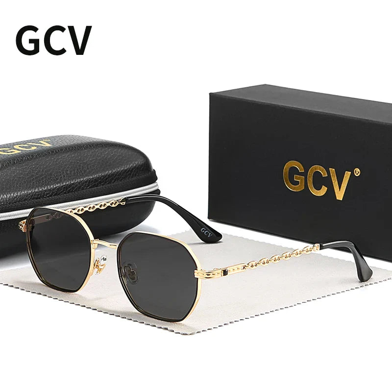 Skorter | Retro Women’s Rectangular Square Sunglasses with Metal Frame & Polaroid Lenses