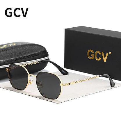 Skorter | Retro Women’s Rectangular Square Sunglasses with Metal Frame & Polaroid Lenses