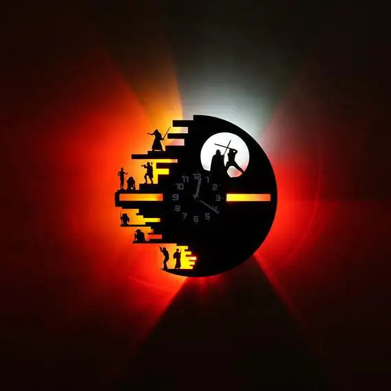 Skorter | StarWarsVinyl - Decorative LED Wall Clock for Bedroom and Living Room