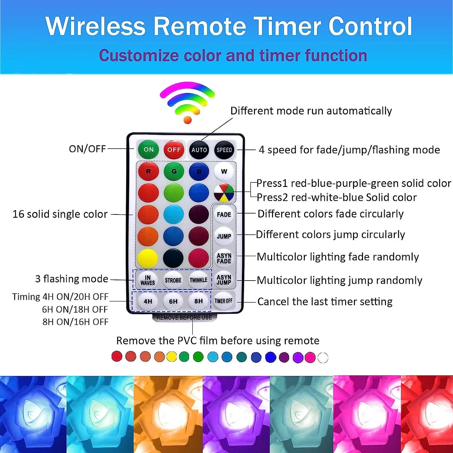 Skorter | RGB Rose Flower Tree Lights 24LED USB Battery Table Lamp Fairy Night Light Home Party Christmas Wedding Bedroom Decoration Gift