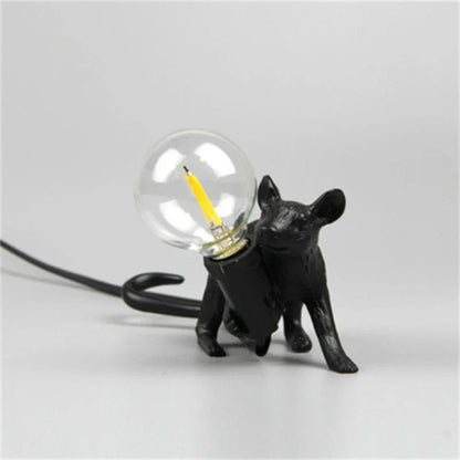 Skorter | Modern LED Animal Table Lamps: Resin Rat, Cat, and Squirrel Night Lights