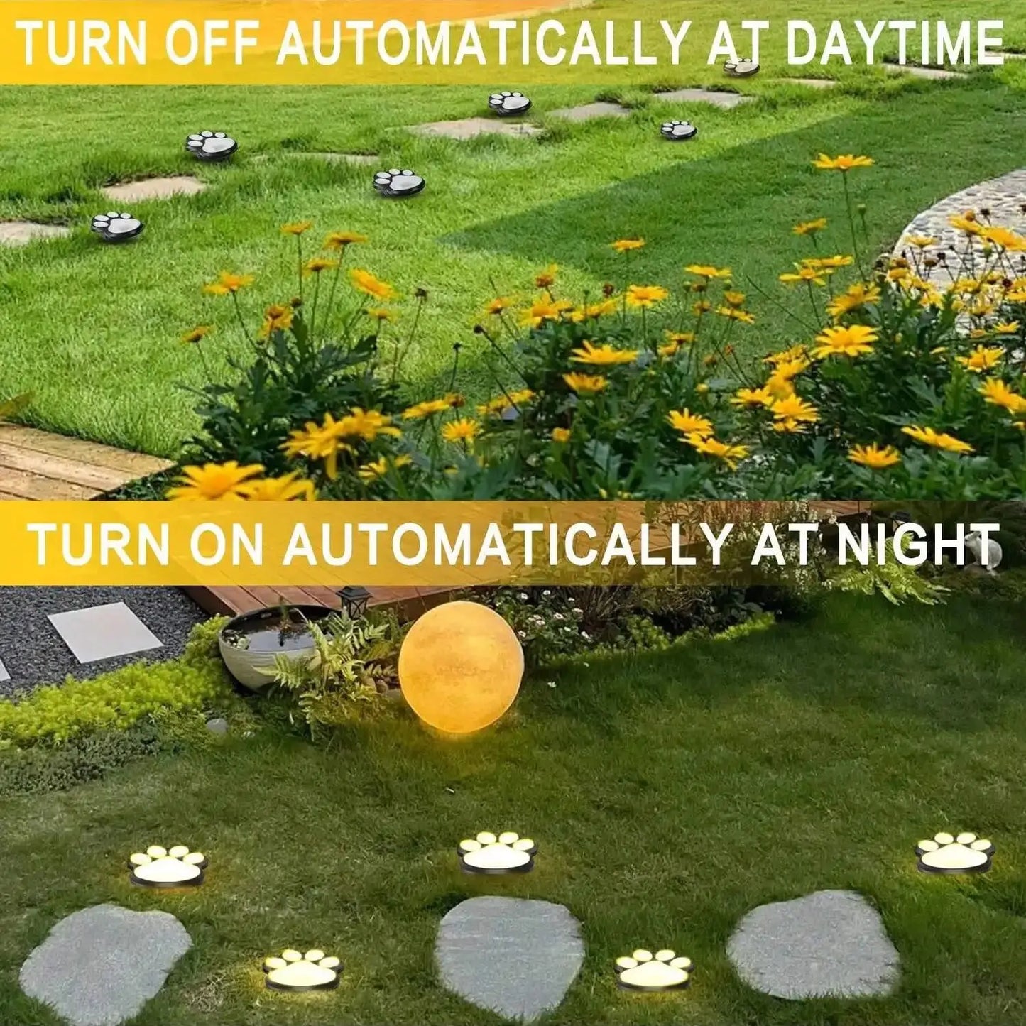 Skorter | Solar lamp in paw print design – LED garden lighting in multicolor for outdoor use