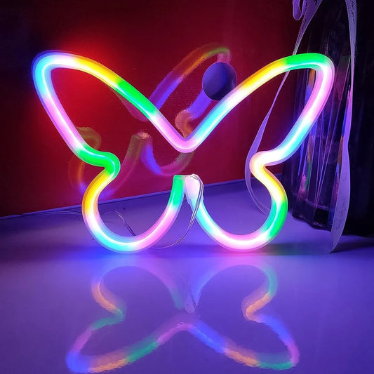 Skorter | GlowWings - LED Butterfly Lamp, Colorful Neon Decoration for Kids' Room and Bedroom