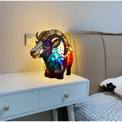 Skorter | 15cm Animal Resin Table Lamp with Stained Glass – Mermaid, Owl, Sea Turtle Design for Home Decor