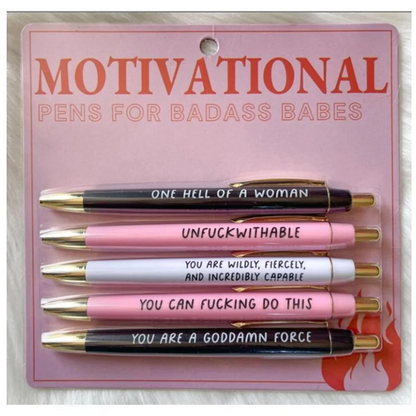 Skorter | A55T Motivational Badass Pen Set - 5Pcs Funny Daily Ballpoint Pens