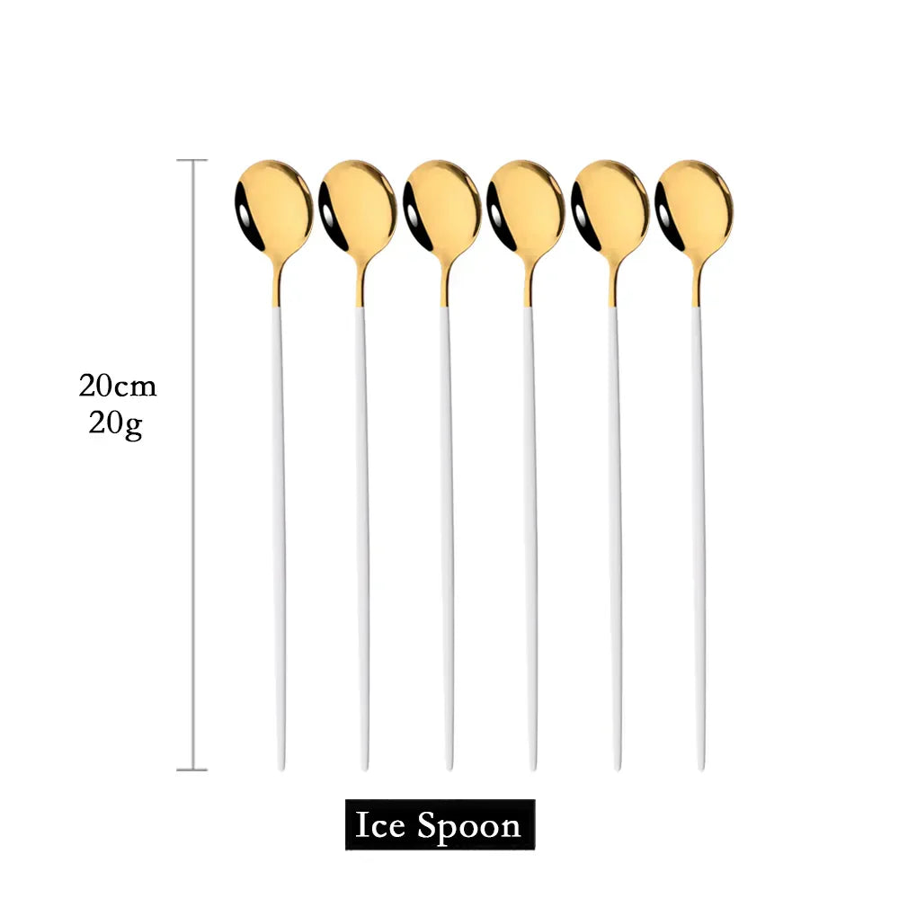 Skorter | Golden 6-piece Long Handle Spoon Set