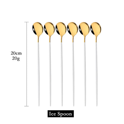 Skorter | Golden 6-piece Long Handle Spoon Set