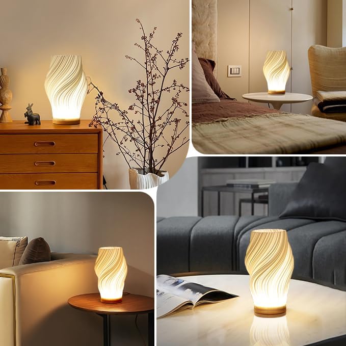Skorter | LunaSwirl | Luxury Modern Swirl LED Table Lamp – Elegant Ambient Lighting