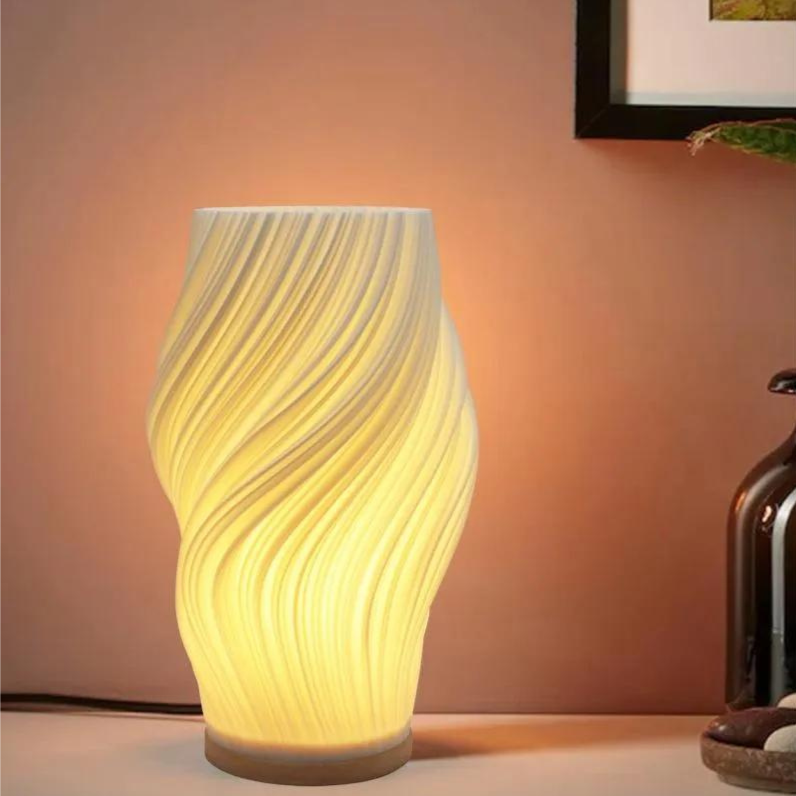 Skorter | LunaSwirl | Luxury Modern Swirl LED Table Lamp – Elegant Ambient Lighting