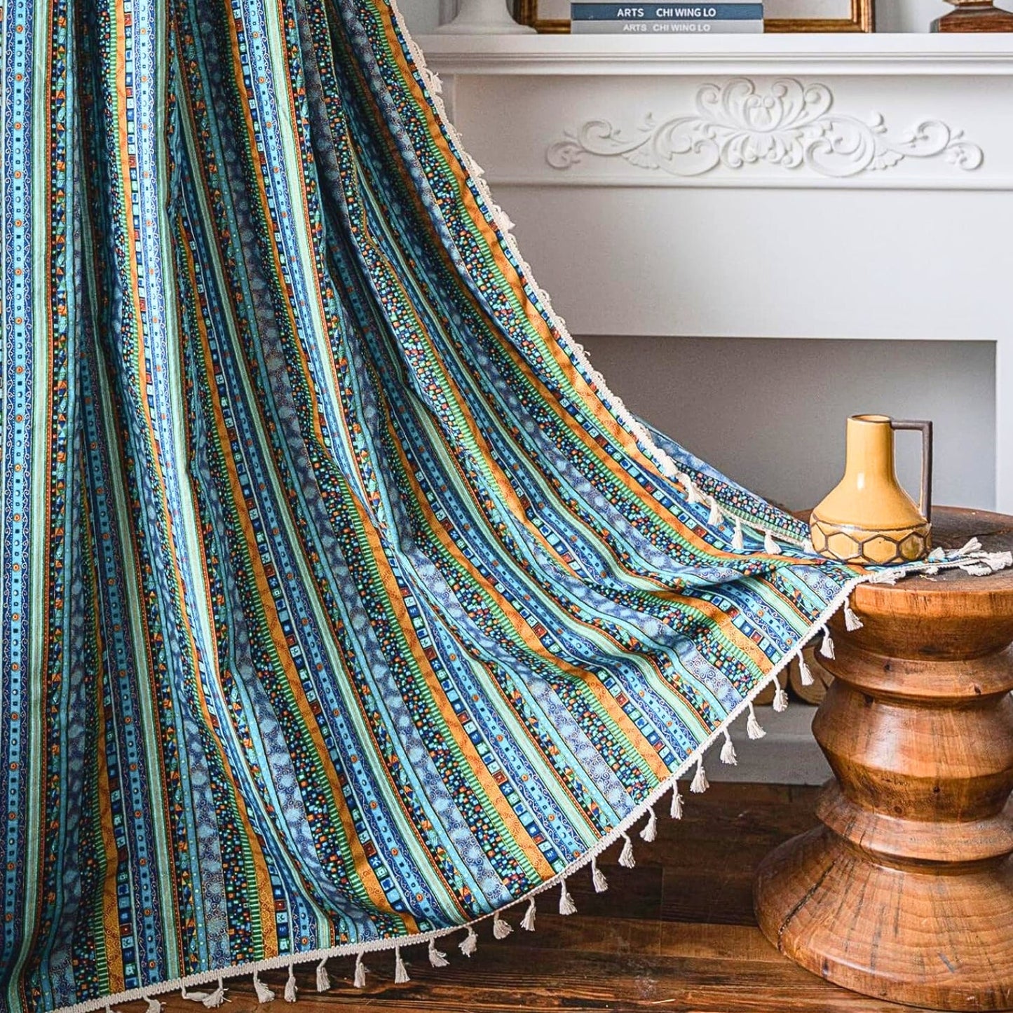 Skorter | Serina Boho Striped Tassel Curtain for Living Room Window