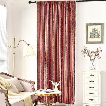 Skorter | Serina Boho Striped Tassel Curtain for Living Room Window