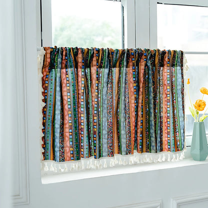 Skorter | Serina Boho Striped Tassel Curtain for Living Room Window