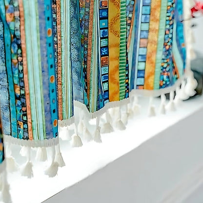Skorter | Serina Boho Striped Tassel Curtain for Living Room Window
