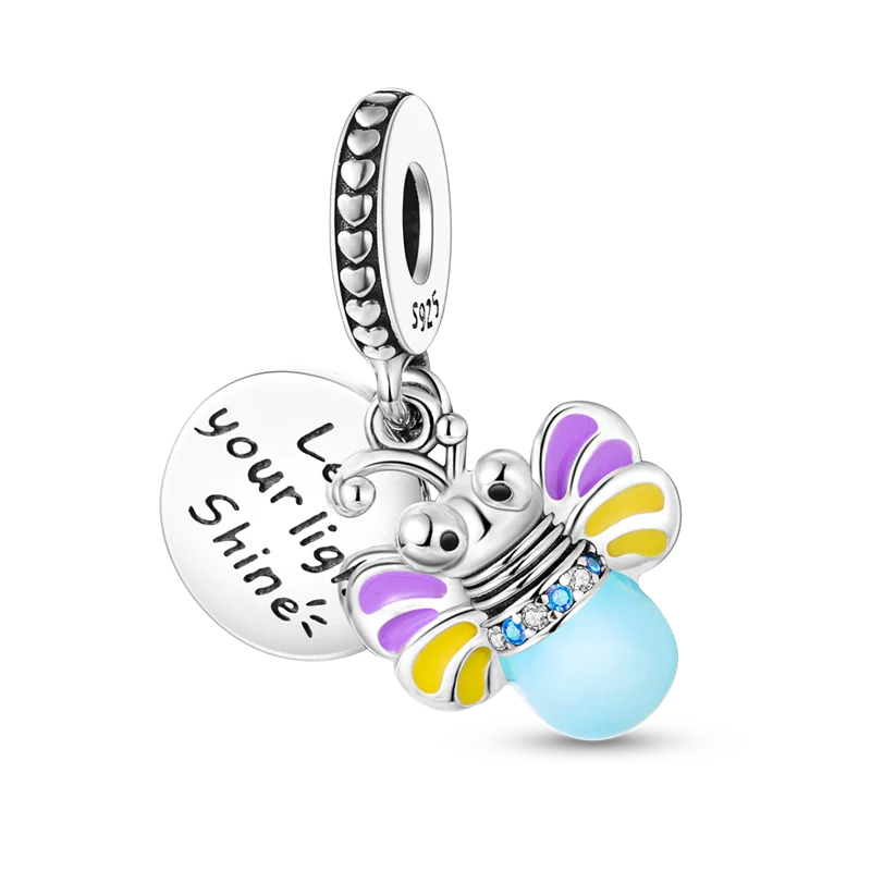 Skorter | 925 Silver Golden Leopard Charms Beads Colorful Chameleon Rhinoceros Lion Scarab Cat Pendant Compatible with Original Pandora Bracelet Jewelry