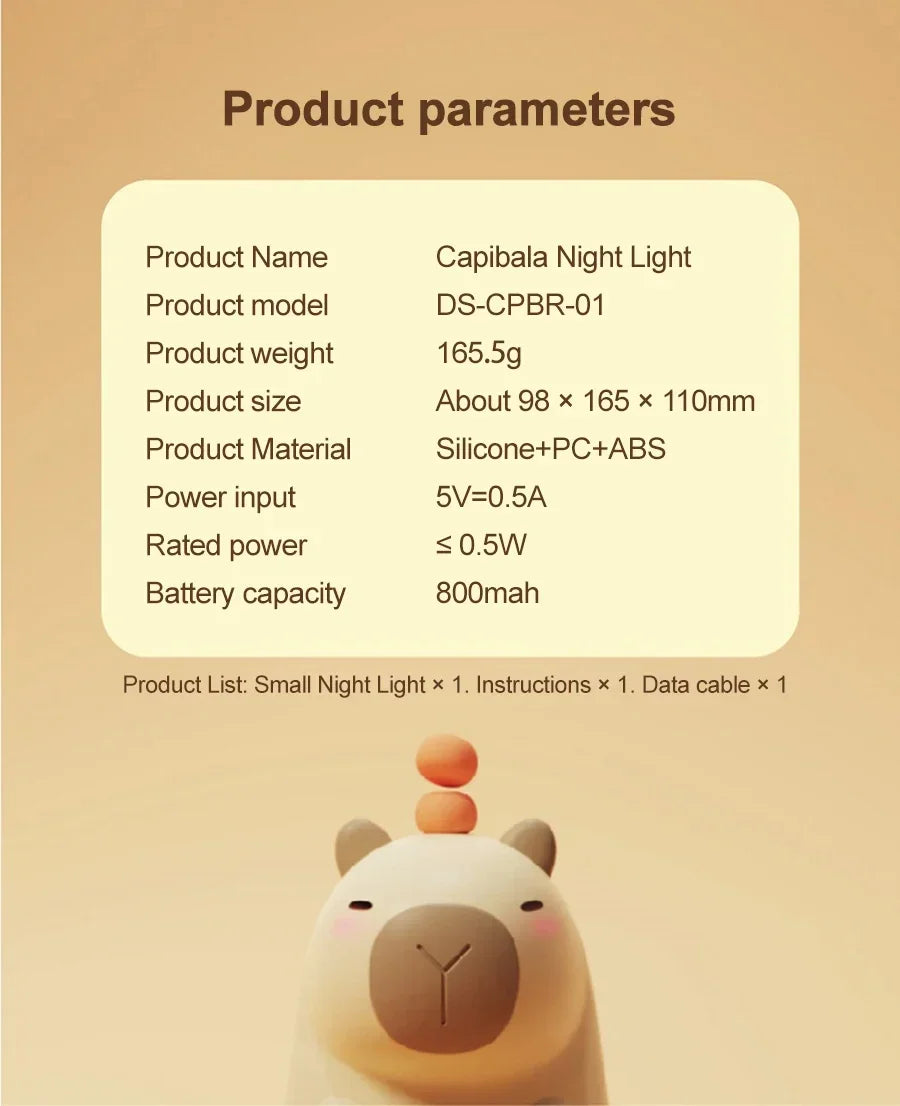 Skorter | Orange Capybara Night Lamp - LED Touch Sensor Lamp
