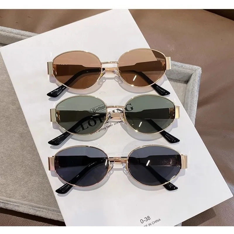 Skorter | Metal Oval Sunglasses Unisex Designer UV400 Fashion Eyewear