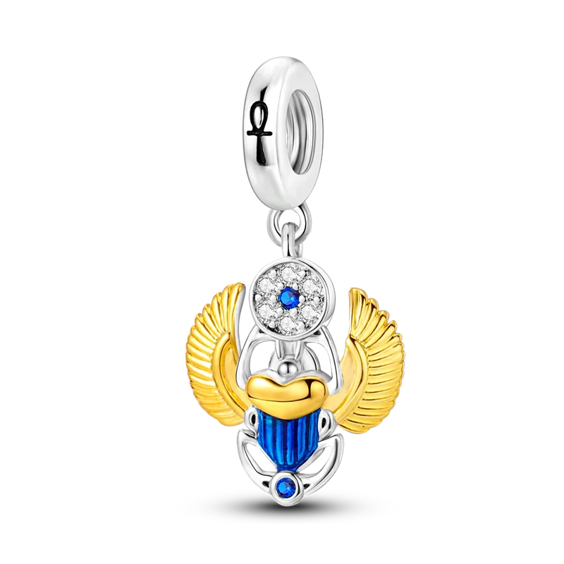 Skorter | 925 Silver Golden Leopard Charms Beads Colorful Chameleon Rhinoceros Lion Scarab Cat Pendant Compatible with Original Pandora Bracelet Jewelry