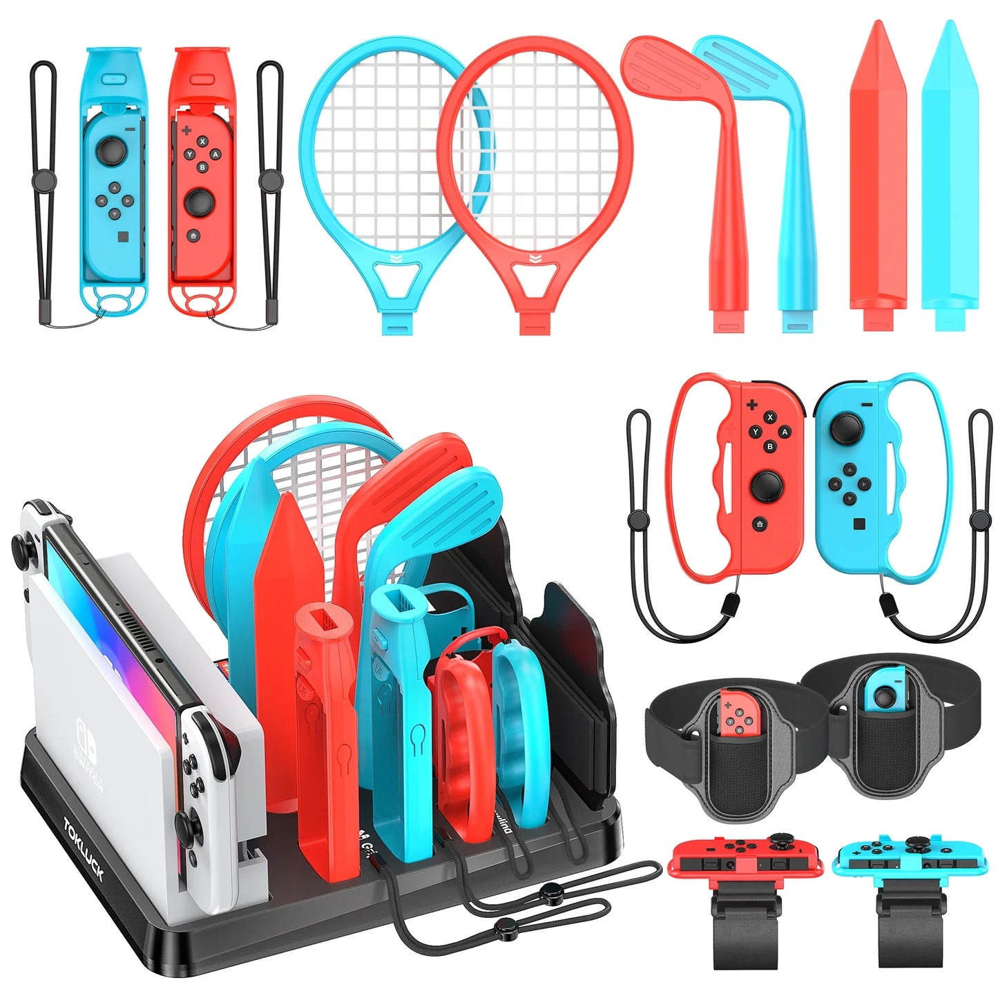 Skorter | All-in-One Sports Game Accessories Kit for Switch/Switch Storage Stand Set