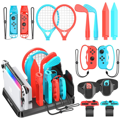 Skorter | All-in-One Sports Game Accessories Kit for Switch/Switch Storage Stand Set