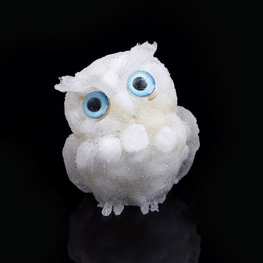 Skorter | Natural Crystal Owl Figurine: Handmade Collector's Item