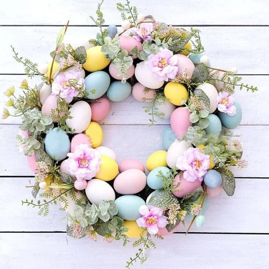 Skorter | 5 Style Bow Ribbon Easter Egg Wreath Easter Egg Garland Door Ornaments Wall Decor Happy Easter 2023 Decor for Home Kids