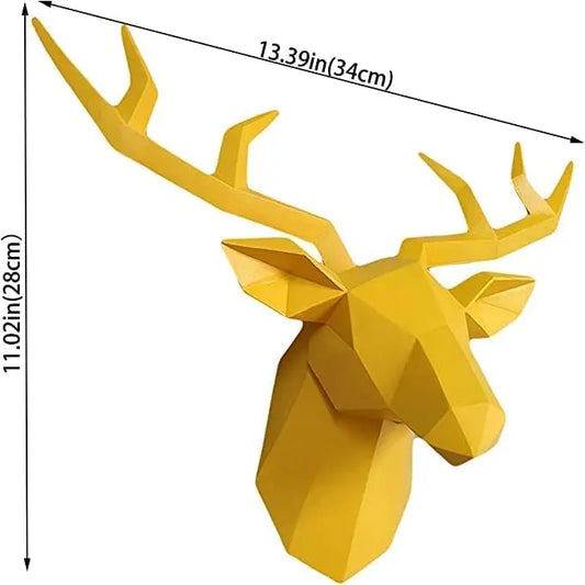 Skorter | 3D-Deer Head Sculpture, geometric resin, animal deer head wall decoration, modern home decor, luxurious decorative wall decor