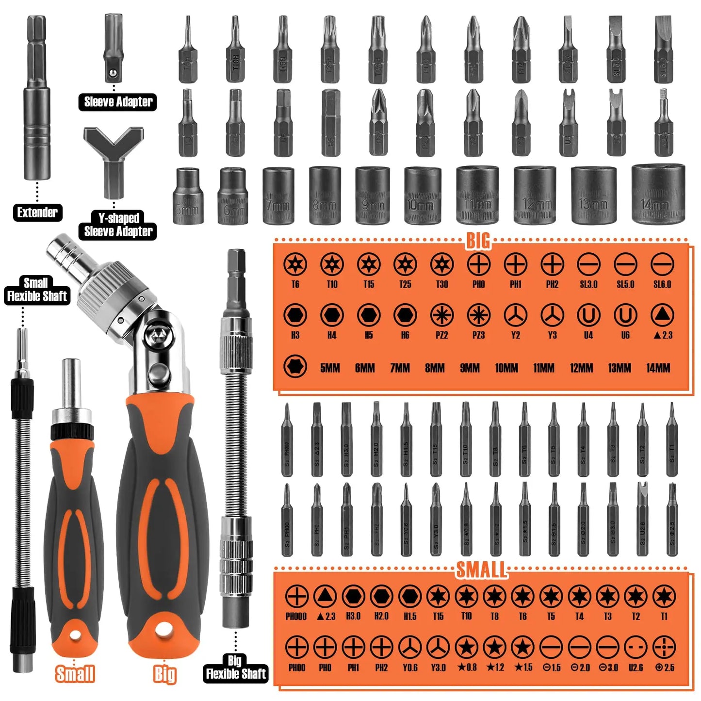 Skorter | 68-in-1 Ratchet Screwdriver Set with Magnetic Bits & Extension Rod – FortiDrive