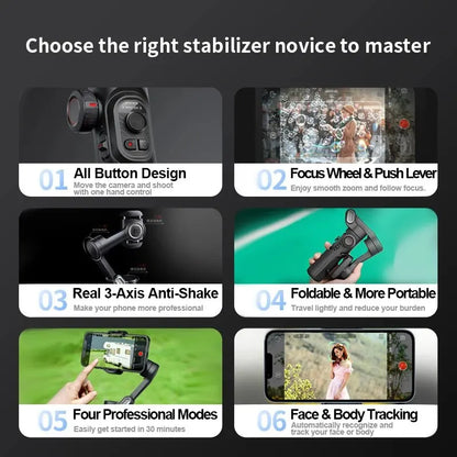 Skorter | 3-Axis Smartphone Gimbal Stabiliser with AI Tracking & Face Detection – Alvion