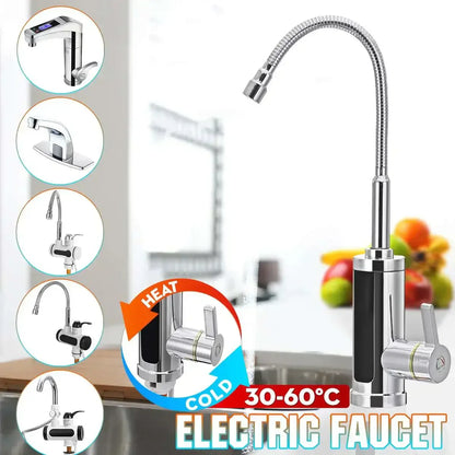 Skorter | FlowHeat 3000W Instant Hot Water Kitchen Tap – Electric Mixer Tap with Temperature Display
