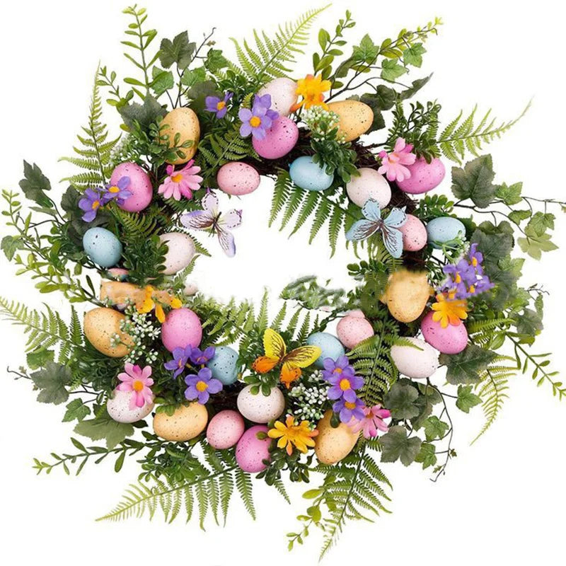 Skorter | 5 Style Bow Ribbon Easter Egg Wreath Easter Egg Garland Door Ornaments Wall Decor Happy Easter 2023 Decor for Home Kids
