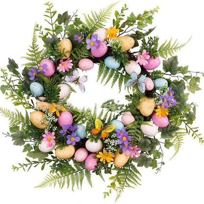 Skorter | 5 Style Bow Ribbon Easter Egg Wreath Easter Egg Garland Door Ornaments Wall Decor Happy Easter 2023 Decor for Home Kids