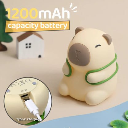 Skorter | Capybara with Turtle Backpack Nightlight - 7-Color Dimmable Silicone Lamp