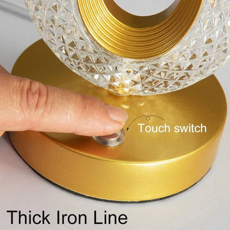 Skorter | Crystal LED Table Lamp: Dimmable, USB Charging, Touch & Remote Control