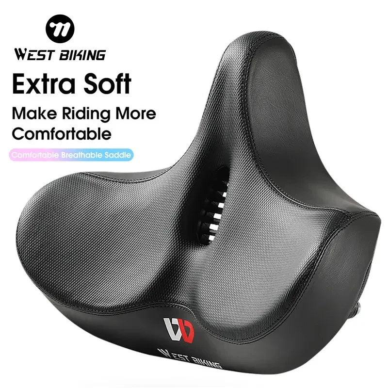 Skorter | Wide Ergonomic Bike Saddle – Comfortable Saddle with Shock Absorption for City and Mountain Bikes