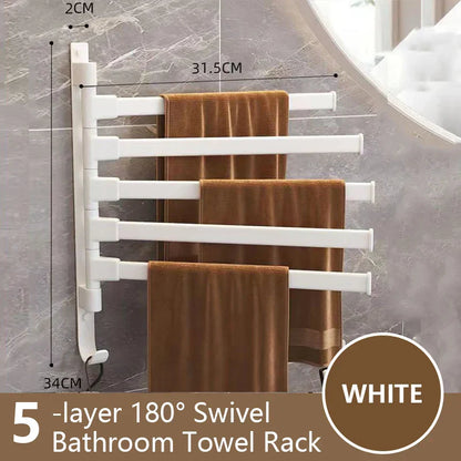 Skorter | Bathroom Towel Holder Rotatable Towel Rack Space Aluminum 1/2/3/4/5-Bar Towel Holder Kitchen Shelf Kitchen Hanging Shelf Wall Mounted