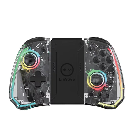 Skorter | Transparent Wireless Joypad with 8-Color LED - Turbo Function and Joystick Controller Switch/NS OLED Lite