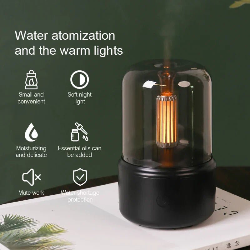 Skorter | Retro Aroma Diffuser with Night Light - USB Essential Oil Air Humidifier for Home and Office