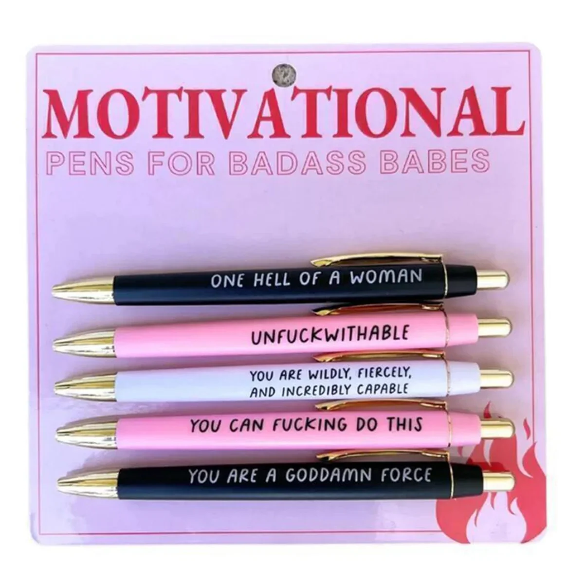 Skorter | A55T Motivational Badass Pen Set - 5Pcs Funny Daily Ballpoint Pens