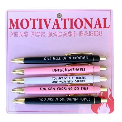 Skorter | A55T Motivational Badass Pen Set - 5Pcs Funny Daily Ballpoint Pens