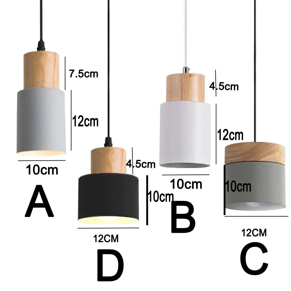 Skorter | Nordic LED Pendant Lights Made of Metal and Wood - Modern Hanging Lamps for Dining Room and Kitchen