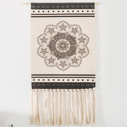 Skorter | Bohemian Wall Tapestry, Macrame Wall Hanging, Home Decoration, Cotton Linen Tassel, Handcrafted, Woven, Geometric Canvas Art, Background Wall Tapestries