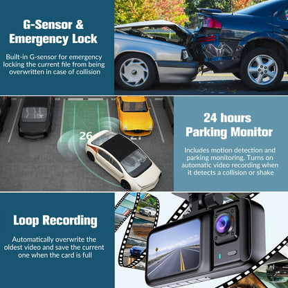 Skorter | 3-Channel 1080P Dash Cam with Rear View & Car DVR