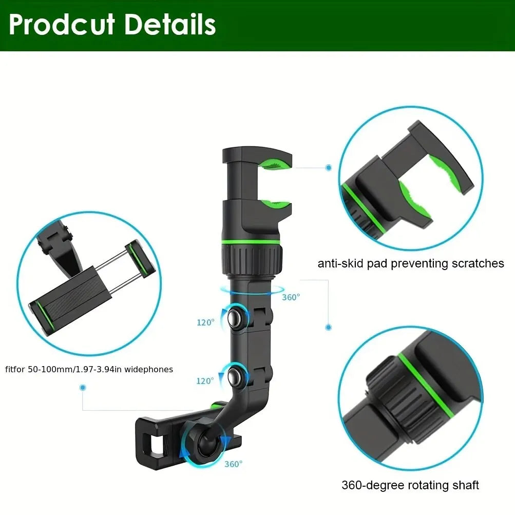 Skorter | 360° Rotatable Rearview Mirror Phone Holder for Cars