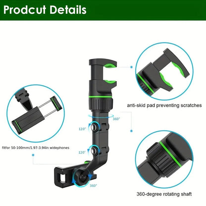 Skorter | 360° Rotatable Rearview Mirror Phone Holder for Cars