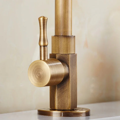 Skorter | Elegant Swan Neck Kitchen Faucets made of Antique Brass