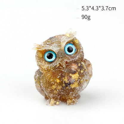 Skorter | Natural Crystal Owl Figurine: Handmade Collector's Item