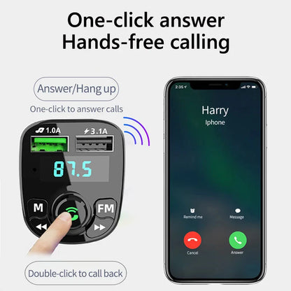 Skorter | Bluetooth 5.0 Car FM Transmitter with MP3 Player, USB Charger, and Hands Calling